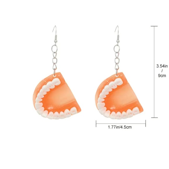 E40 ❤️ Creative Resin Horror 3D Teeth Design Dangle Earrings Jewelry - Picture 6 of 7